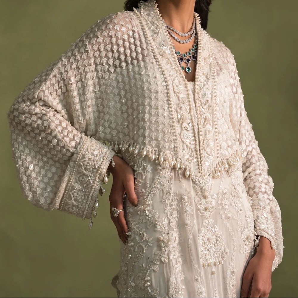 Ammara Khan - Pearl White kaftaan - medium - Picture 2 of 5